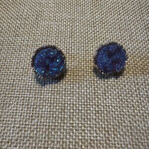 Purple Druzy Stud Earrings
